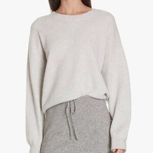 Vince Light Gray Linen Lightweight Sweater Cropped Slightly Oversized Fit Med